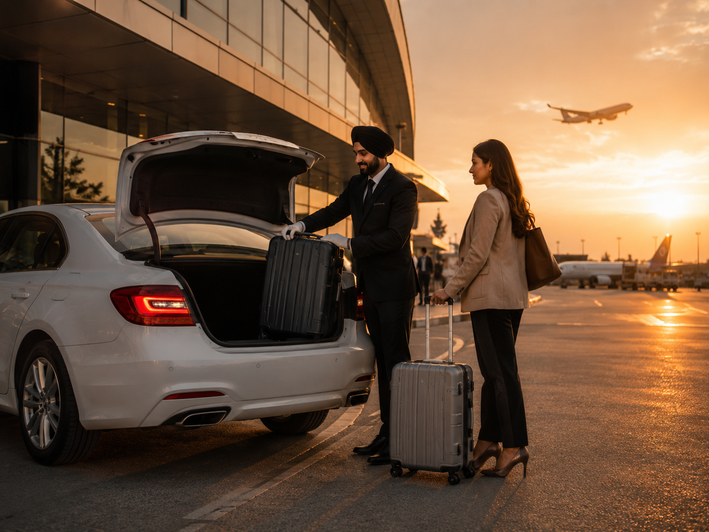 Airport transfer car waiting at Amritsar airport